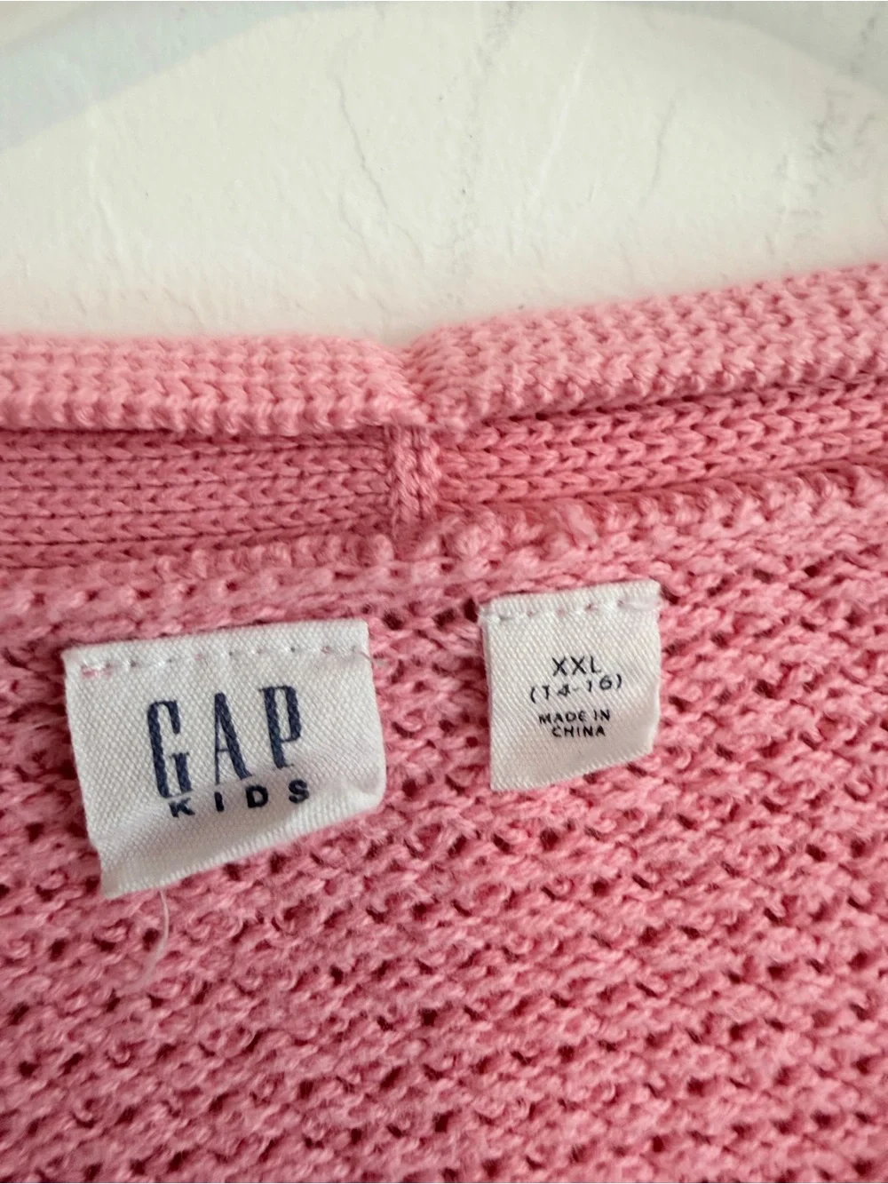 GAP Bubblegum Pink Open-Knit V-Neck Button Cardigan